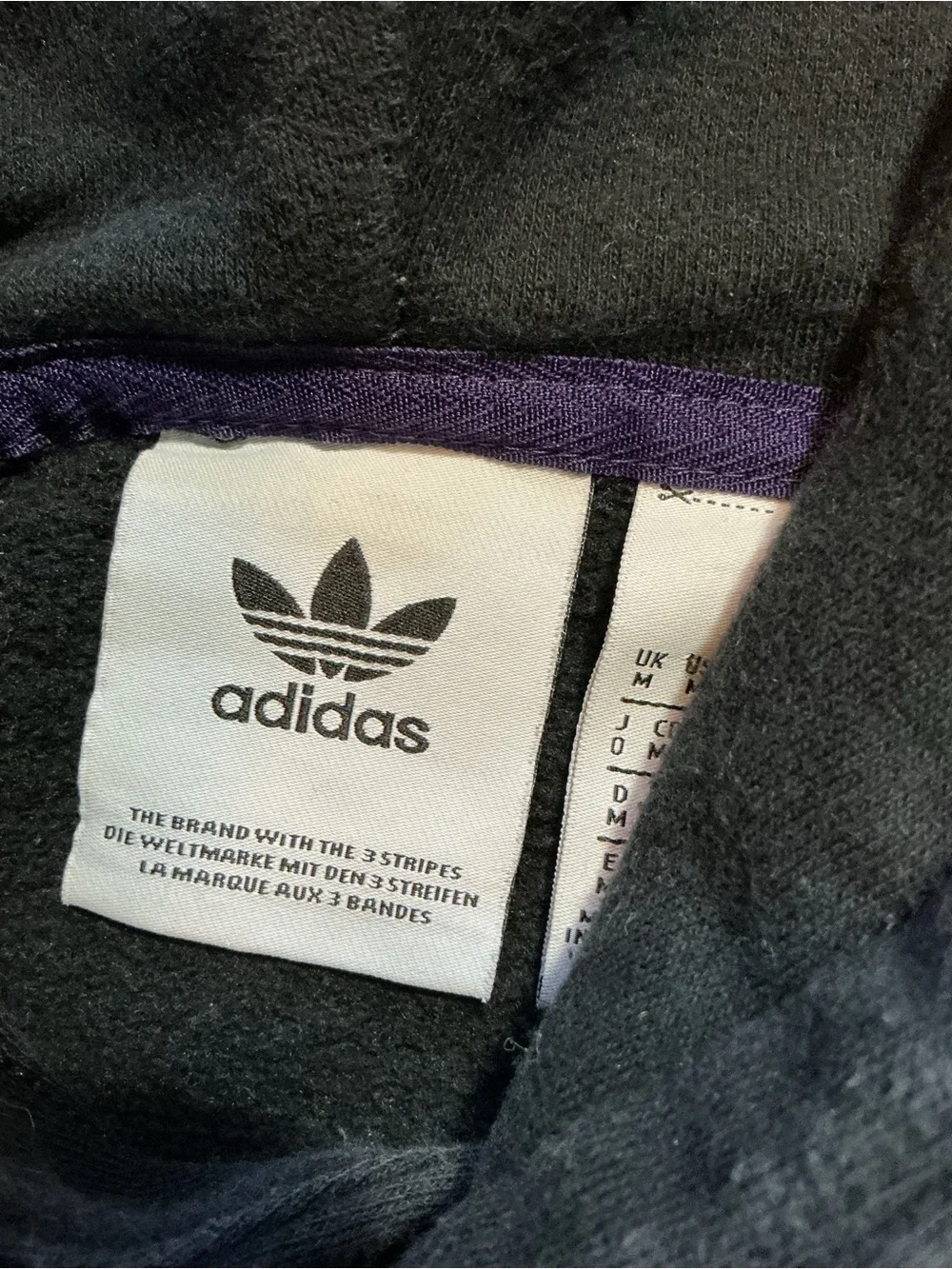 $110 Adidas Originals Embroidered Trefoil 3 Stripes Black Pullover Hoodie